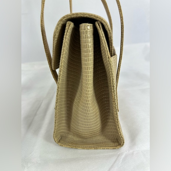 Vintage PALOMA PICASSO beige lizard leather embossed handbag purse X logo - Picture 6 of 16